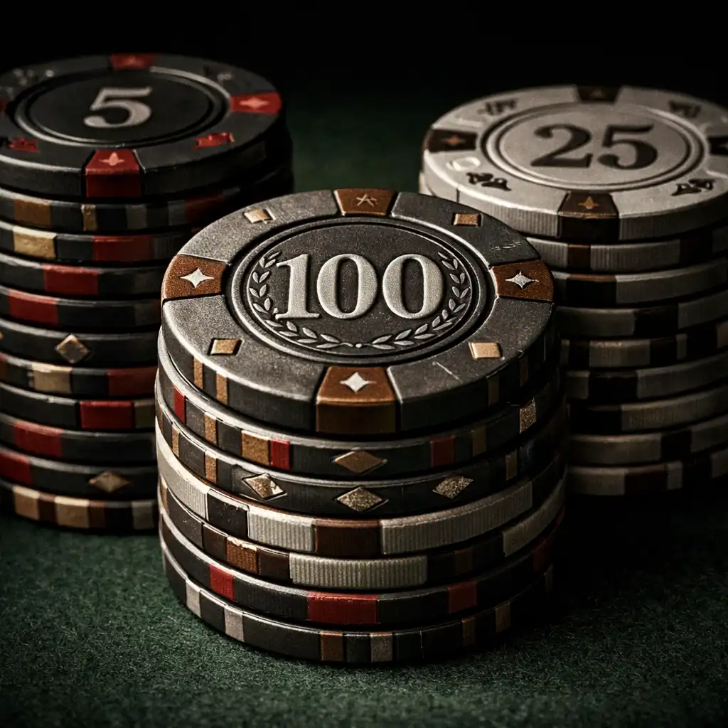 Gros plan de jetons de poker en céramique empilés sur fond de feutre