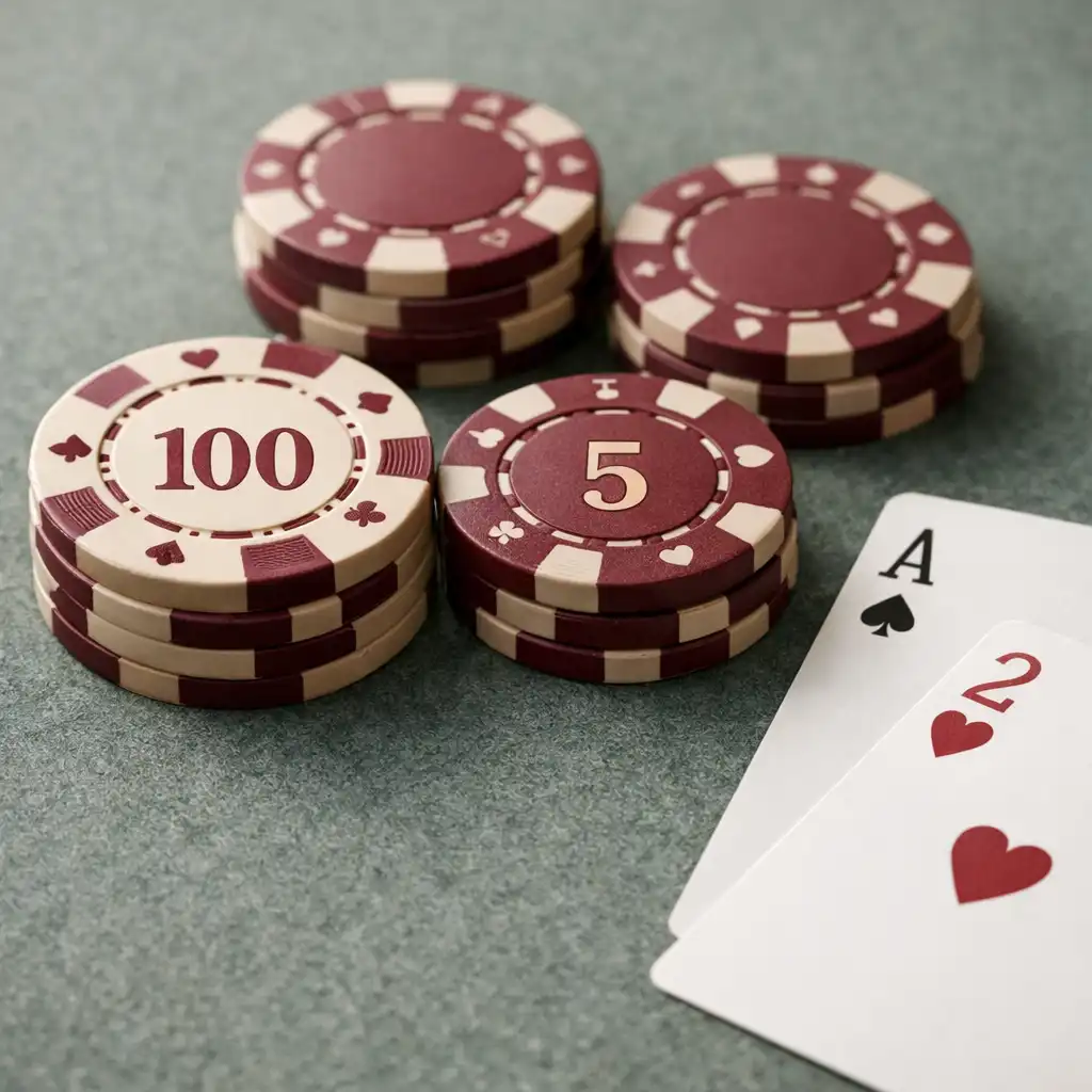 Jetons de poker en céramique et cartes à jouer sur tapis feutre