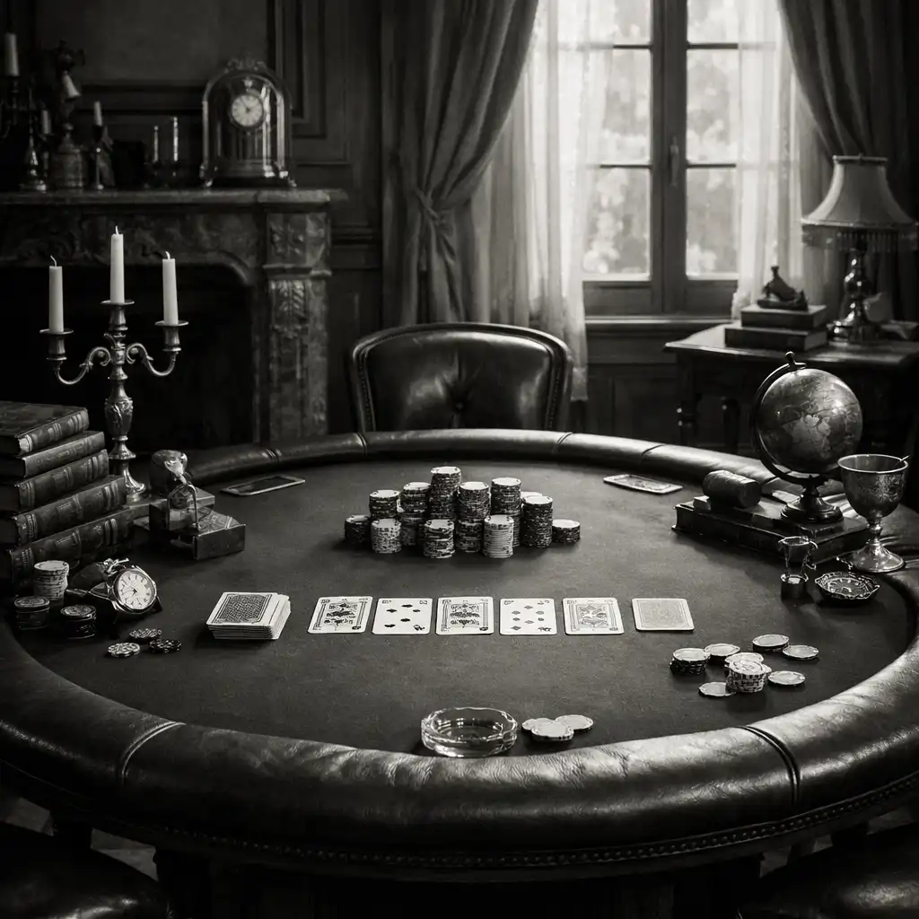 Scénario immersif de team building avec table de poker et accessoires raffinés dans un domaine